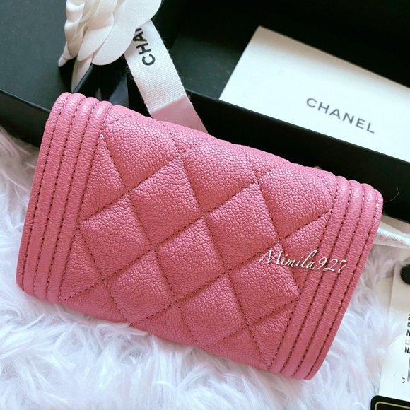 Chanel card holder Pink & gold boy style 100% Auth - Picture 6 of 8